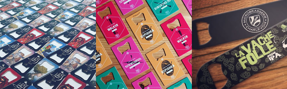 Ouvre-bouteille personnalisé imprimé — Bottle opener printed — Terrebonne, Laval, Montréal, Québec.